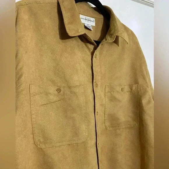 KNIGHTSBRIDGE men faux suede button down collared shirt western cowboy casual -L - Picture 3 of 11